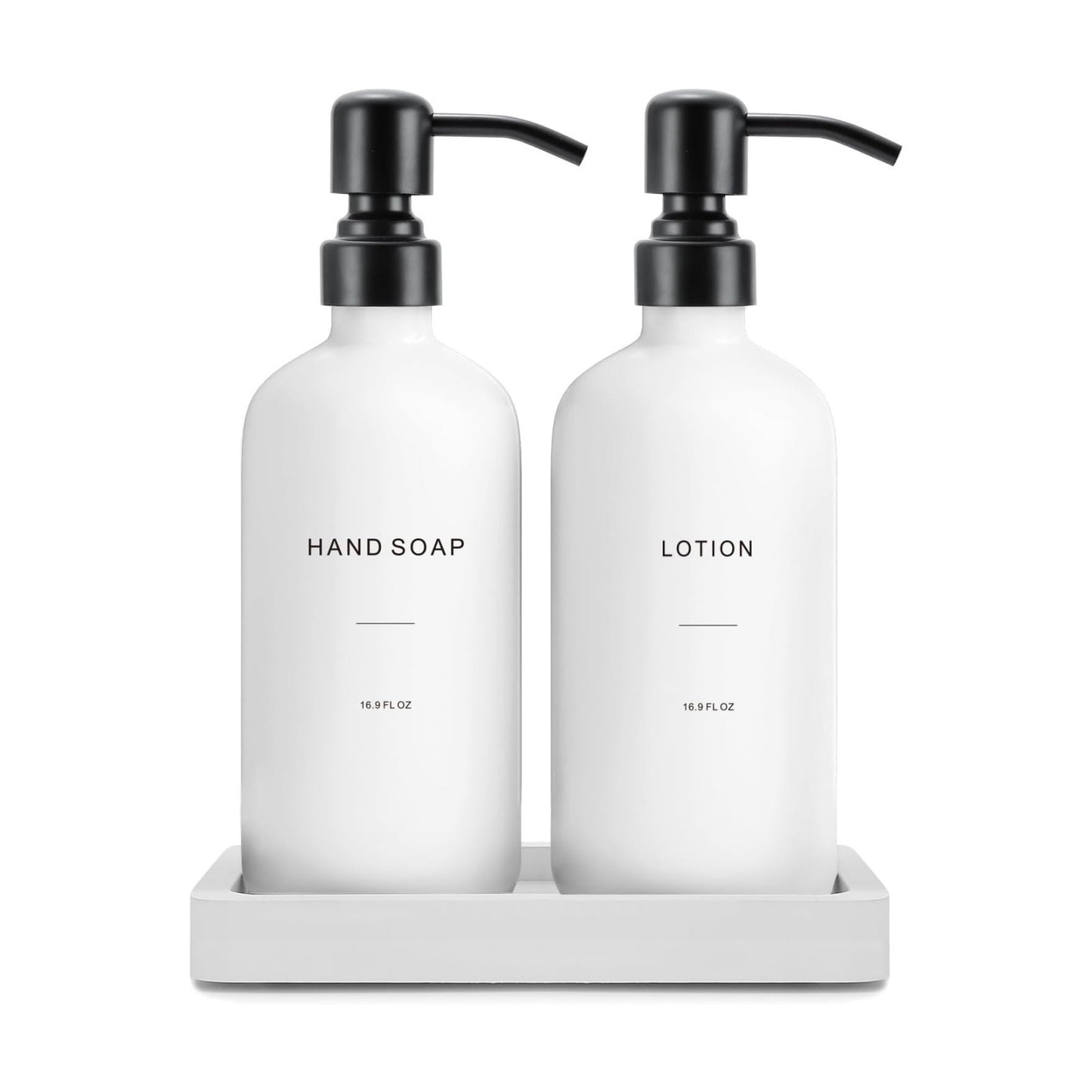 Prus Waso White Soap Dispenser Set | Contains Hand and Lotion Dispenser with Pump. Perfect for Guest Bathroom Decor
