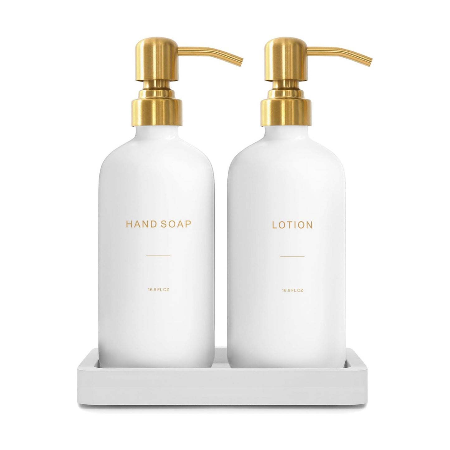 Prus Waso Gold Soap Dispenser Bathroom Set | Hand and Lotion Dispenser with Stainless Steel Pump, Perfect for Modern