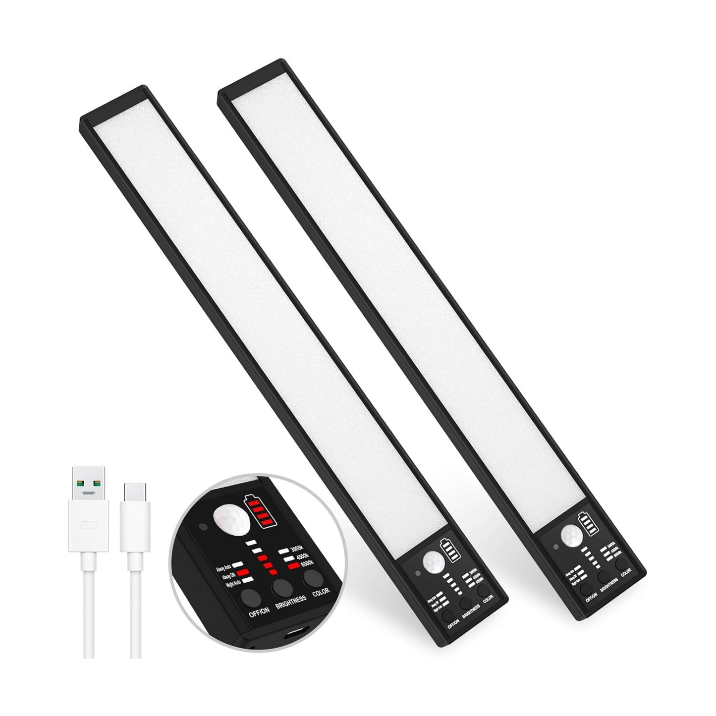 YELKO Under Cabinet Lights, 116LEDs Rechargeable Motion Sensor Light Indoor, 3200mAh 15.8inch Battery Operated Closet