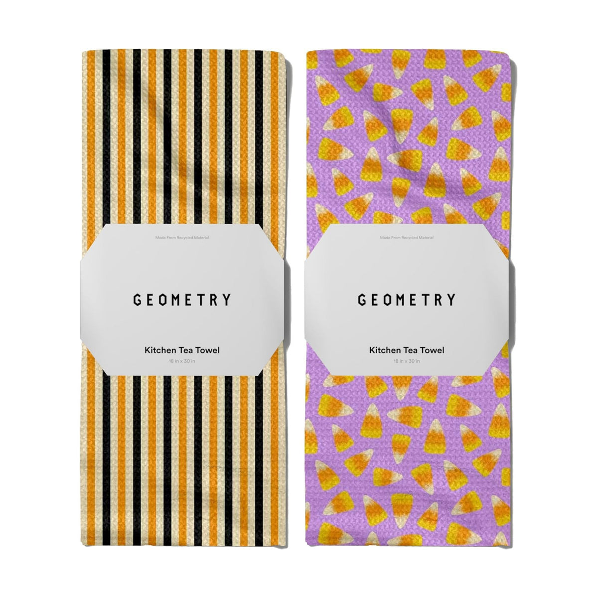 GEOMETRY Kitchen Towels - Quick Dry Microfiber Cloth Dish Towels for Kitchen Drying - Premium Quick Dry Towel - Trick or Treat, 18" x 30" - 2 Pieces