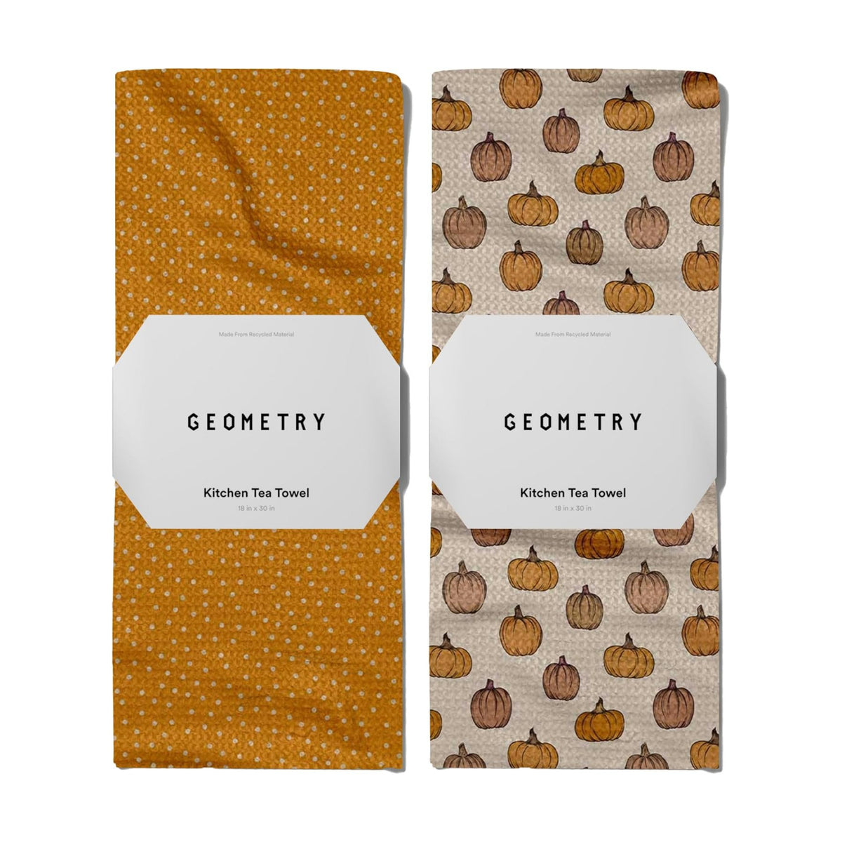 GEOMETRY Kitchen Towels - Quick Dry Microfiber Cloth Dish Towels for Kitchen Drying - Premium Quick Dry Towel - Pumpkin Patched, 18" x 30" - 2 Pieces
