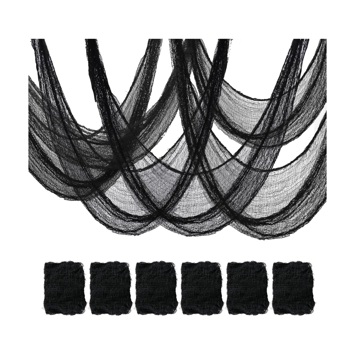 6-Pack 30 x 72 inches Halloween Creepy Cloth Decorations, Black