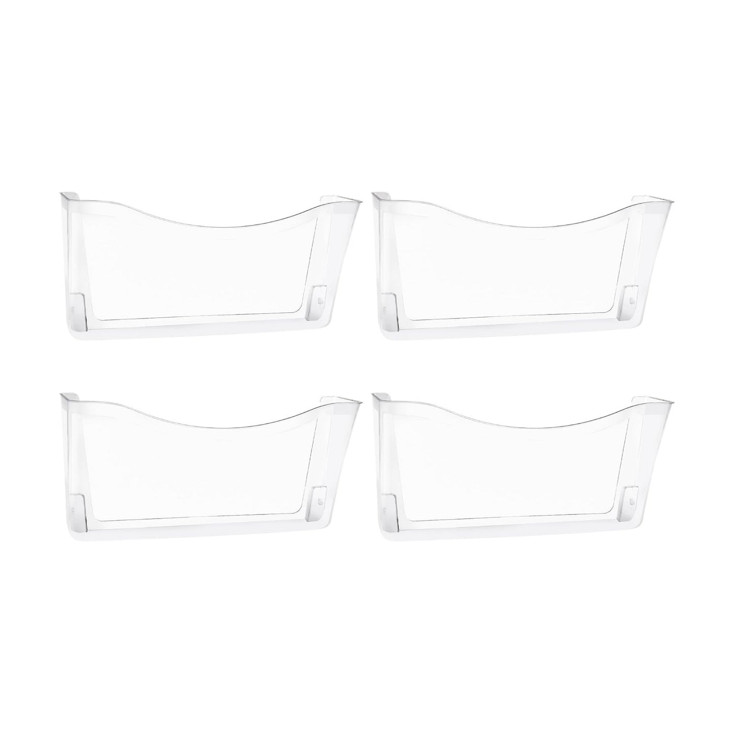 4 Pack Clear Single Pocket Hanging File Organizer, Plastic Wall Mount Paper Mails Magazines Holder, Mounted Folder Bins