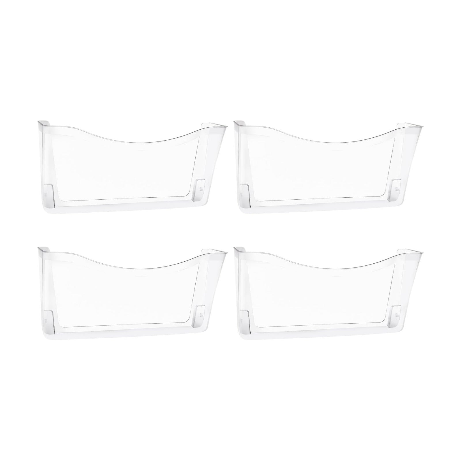 4 Pack Clear Single Pocket Hanging File Organizer, Plastic Wall Mount Paper Mails Magazines Holder, Mounted Folder Bins