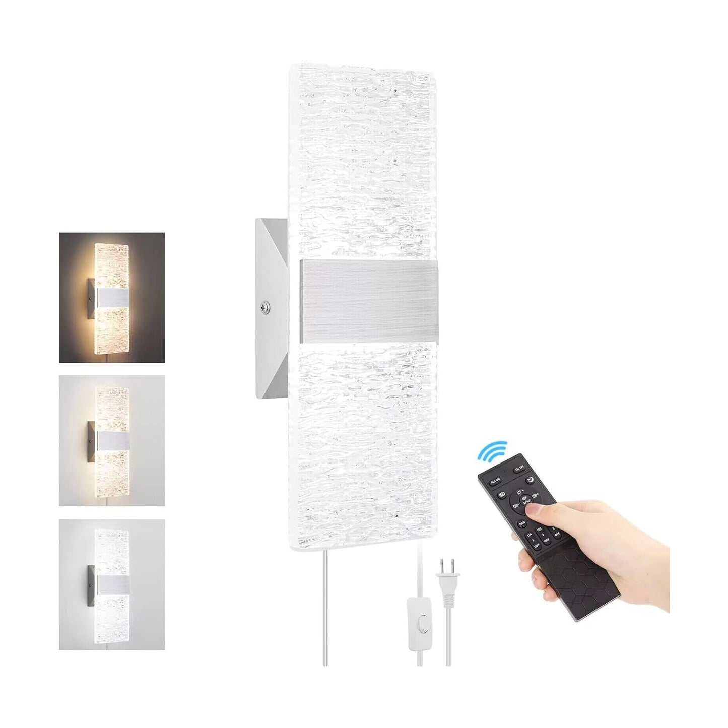 GOODATE Plug in Wall Sconces with Adjustable 3000K-6500K Colors & 10%-100% Brightness, Sconces Wall Decor Set of 2 with