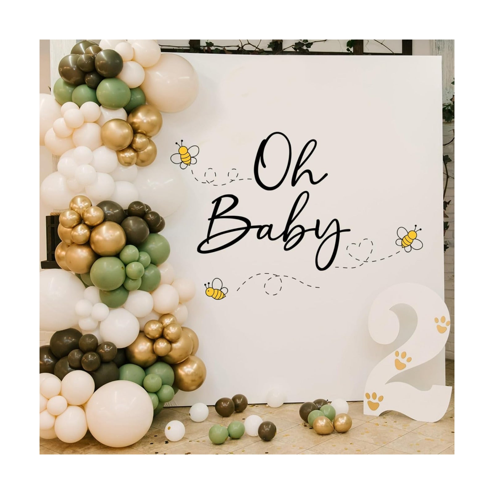 Oh Baby Letters Bees Decal Sign for Backdrop Boy Girl Neutral Gender Reveal Decor Large Stickers