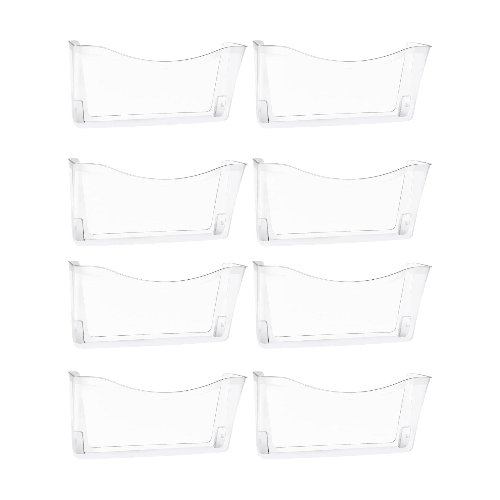 8 Pack Clear Single Pocket Hanging File Organizer, Plastic Wall Mount Paper Mails Magazines Holder, Mounted Folder Bins