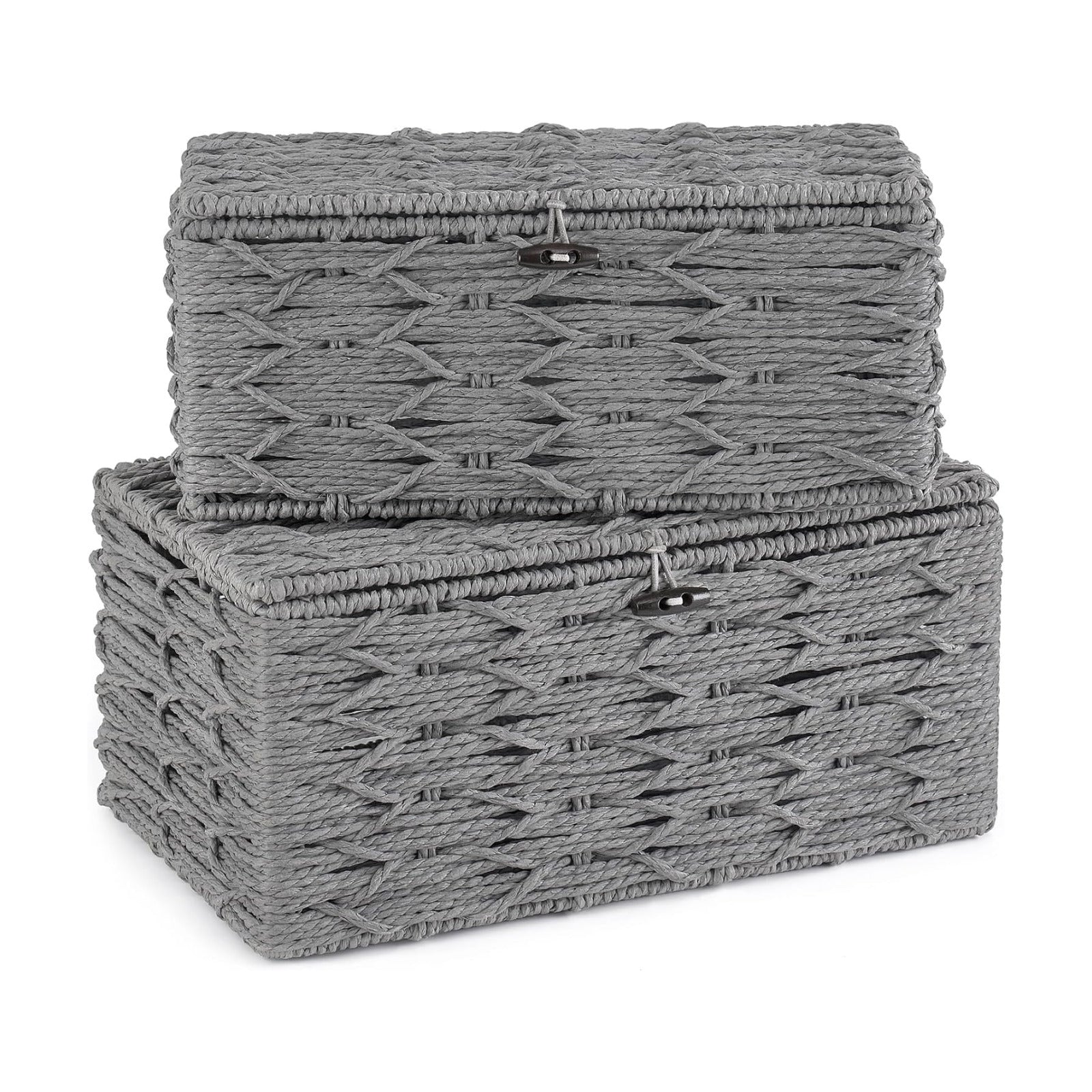 Storage Baskets Bin / Lid Decorative Paper Rope Handwoven Basket Organizer