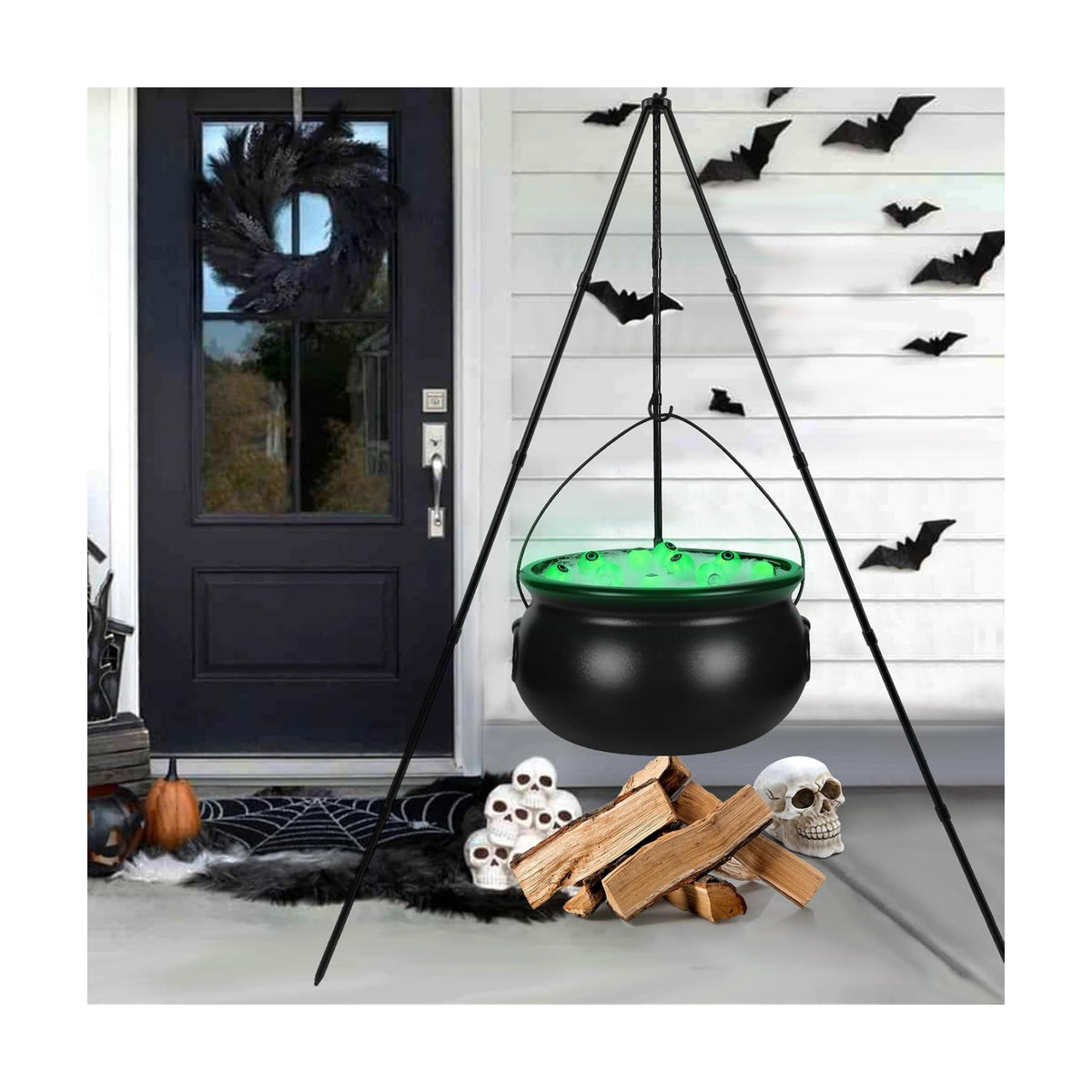 Halloween Decorations Outdoor,Large Witches Cauldron on Tripod with Light