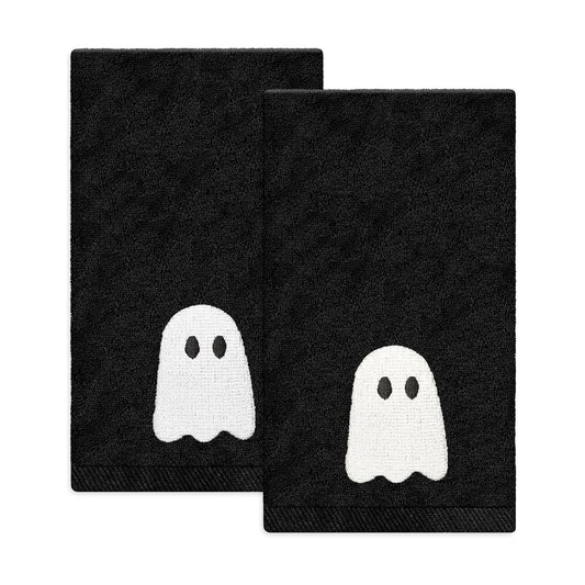 JarThenaAMCS 2 Pack Halloween Hand Towels, Black White Ghost