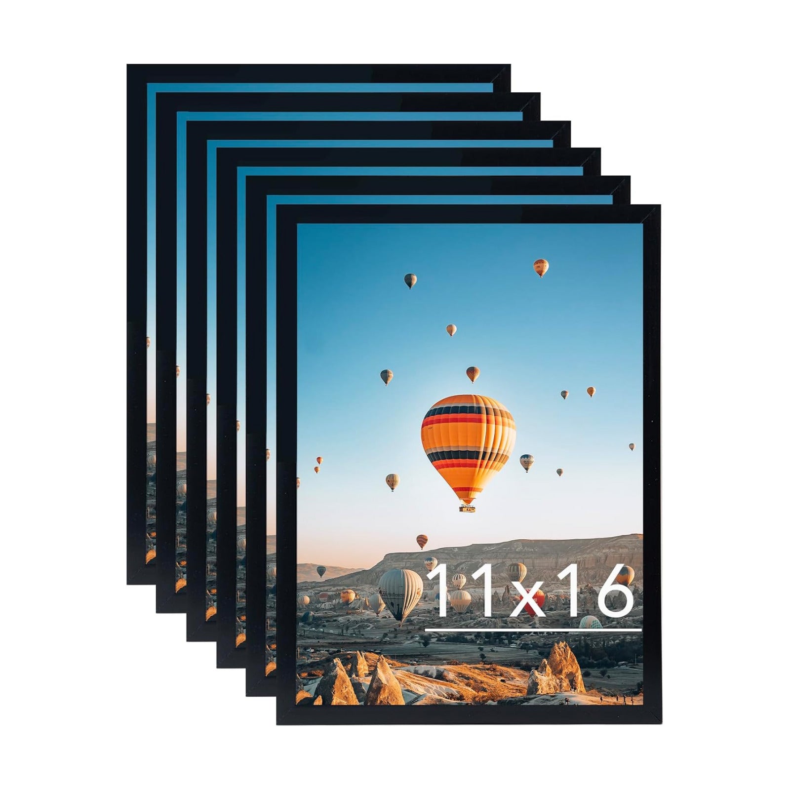 JCJMY 11x16 Black Picture Frame Set of 6, Horizontal and Vertical Formats for Wall Hanging, 11 x 16 Wall Gallery Poster