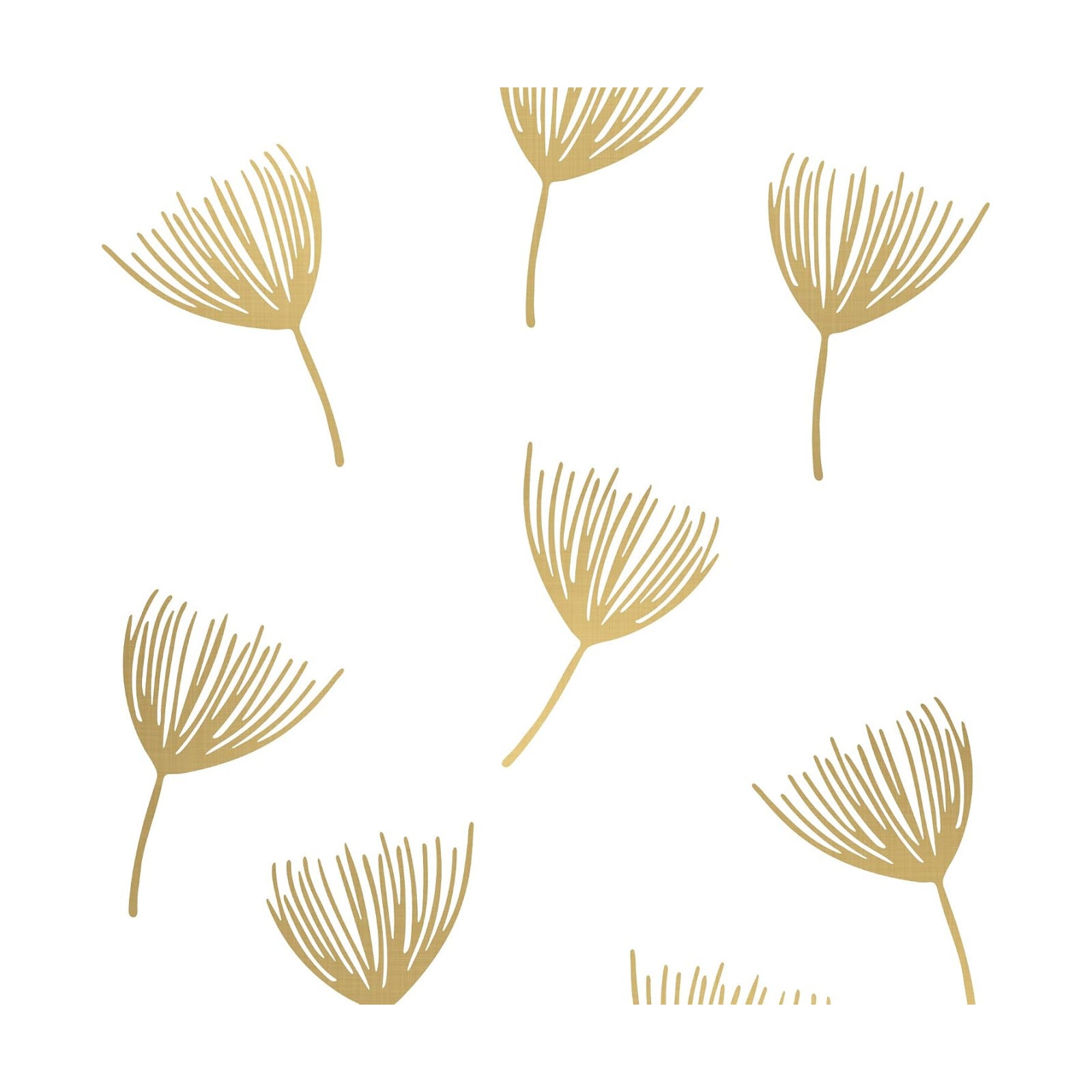 Peel and Stick Modern Floral Dandelion Pappus Stickers / Flower / Gold