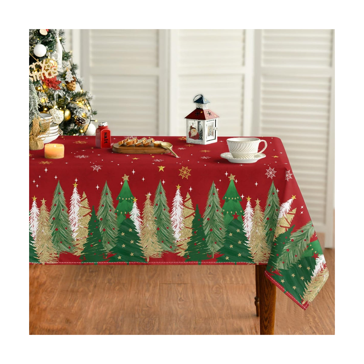 Horaldaily Christmas Tablecloth 60 x 104 Inch Rectangular Christmas Trees