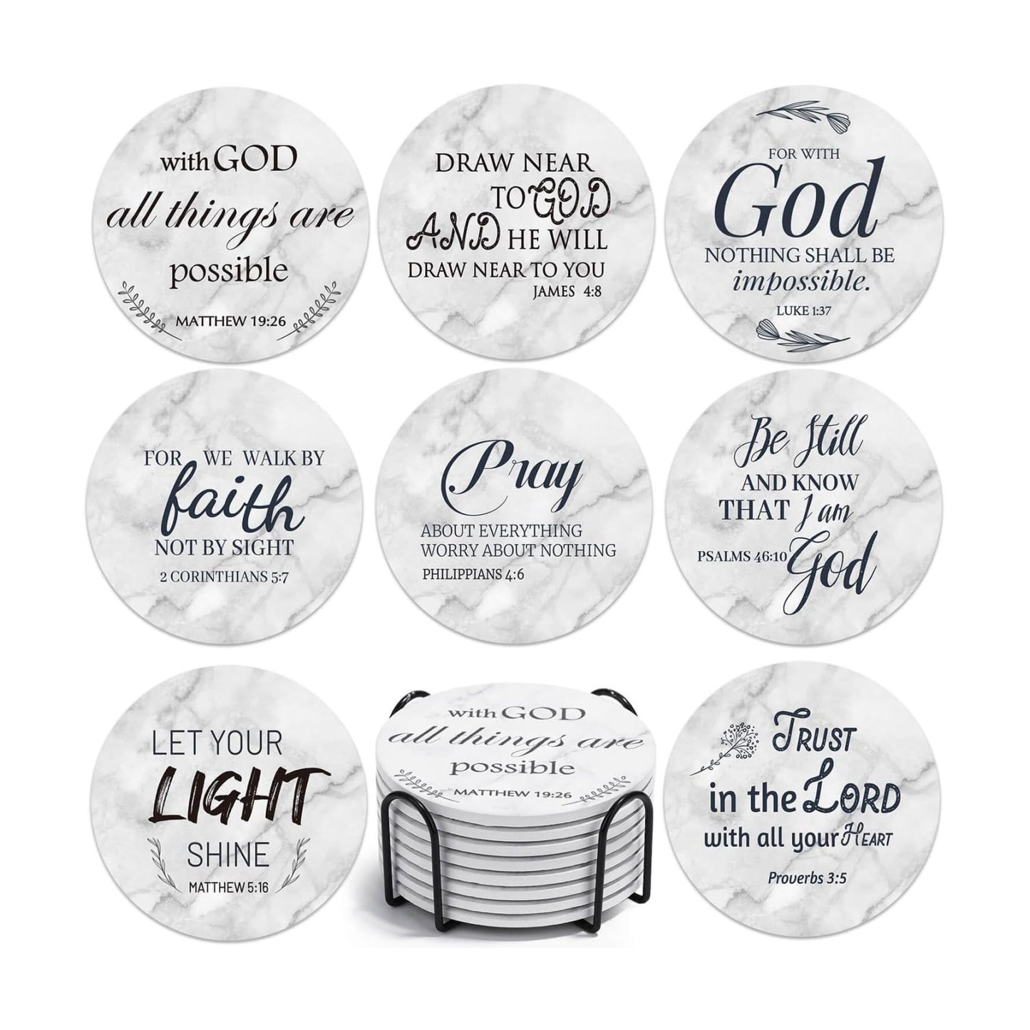 Holder / Absorbent Drink Coasters / Set of 8