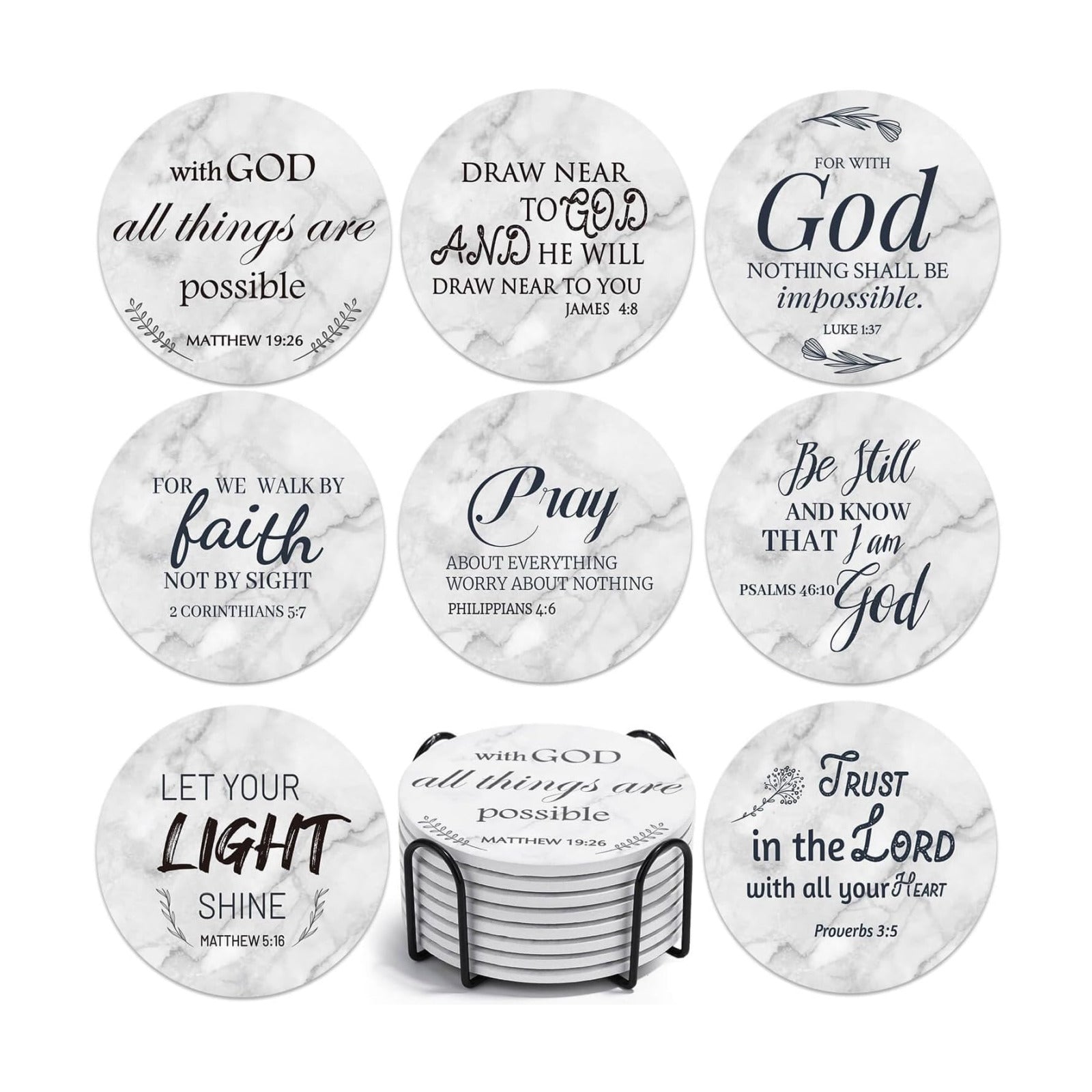 Holder / Absorbent Drink Coasters / Set of 8