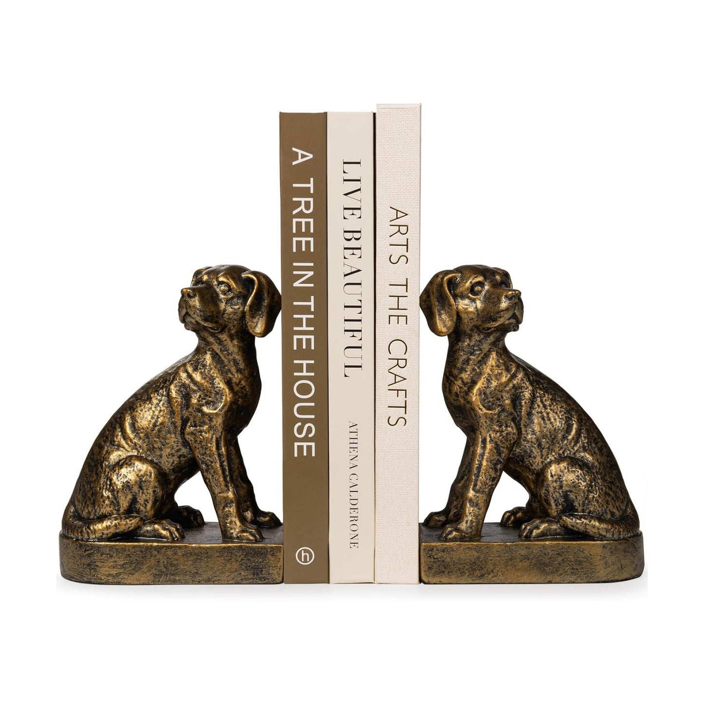 Decorative Bookends / Dog Book Ends for Heavy Books / Gold