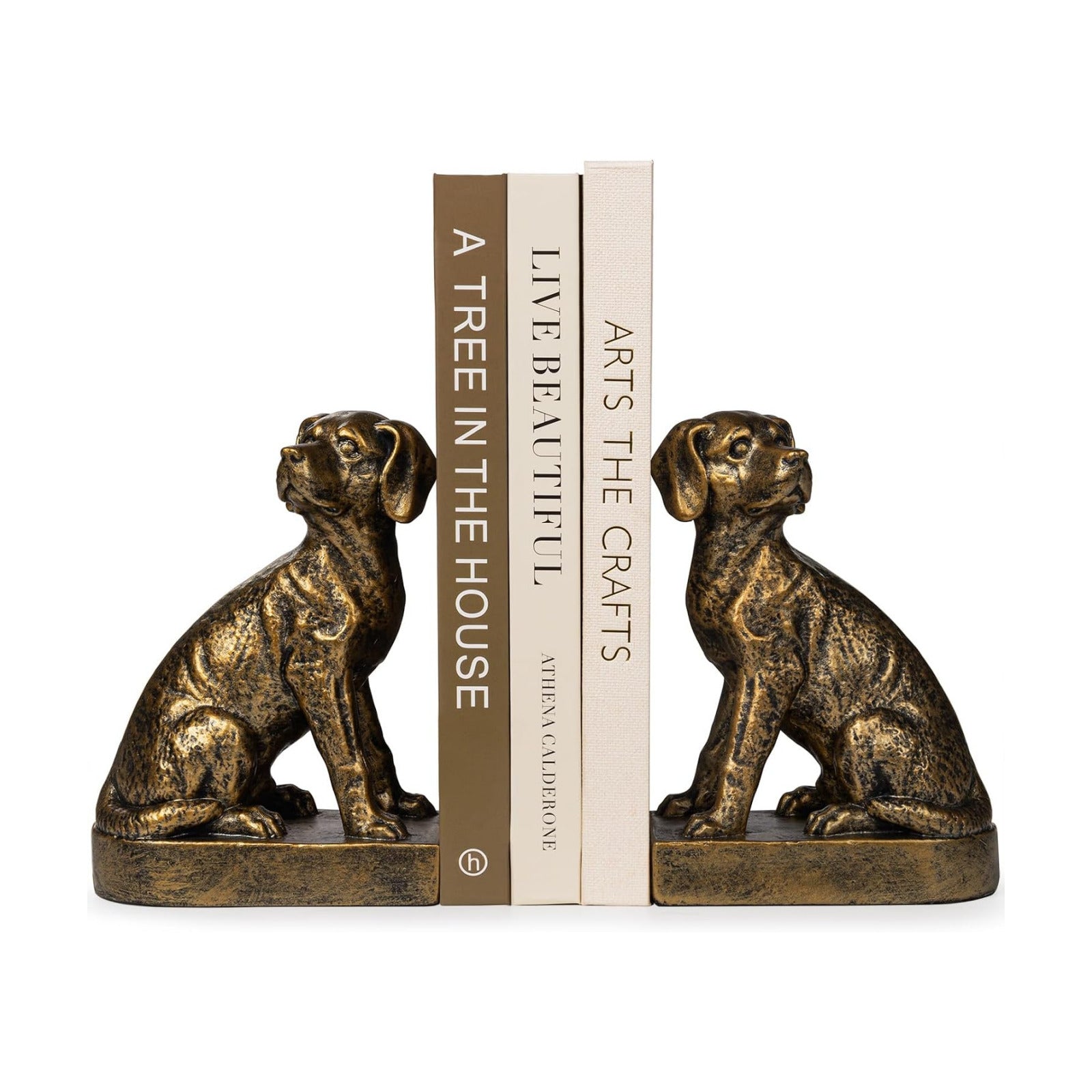 Decorative Bookends / Dog Book Ends for Heavy Books / Gold