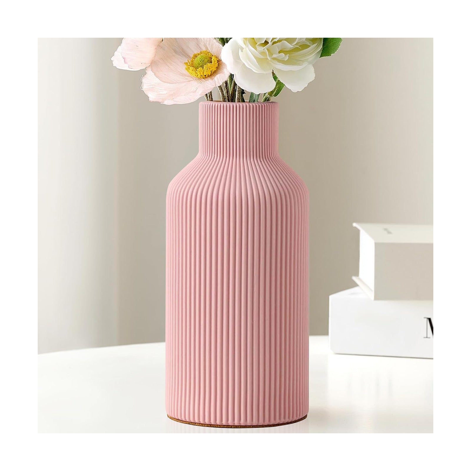 Ceramic Flower Vase / Pink / 8 Inch