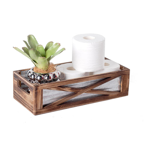 Wooden Toilet Tank Basket / Brown