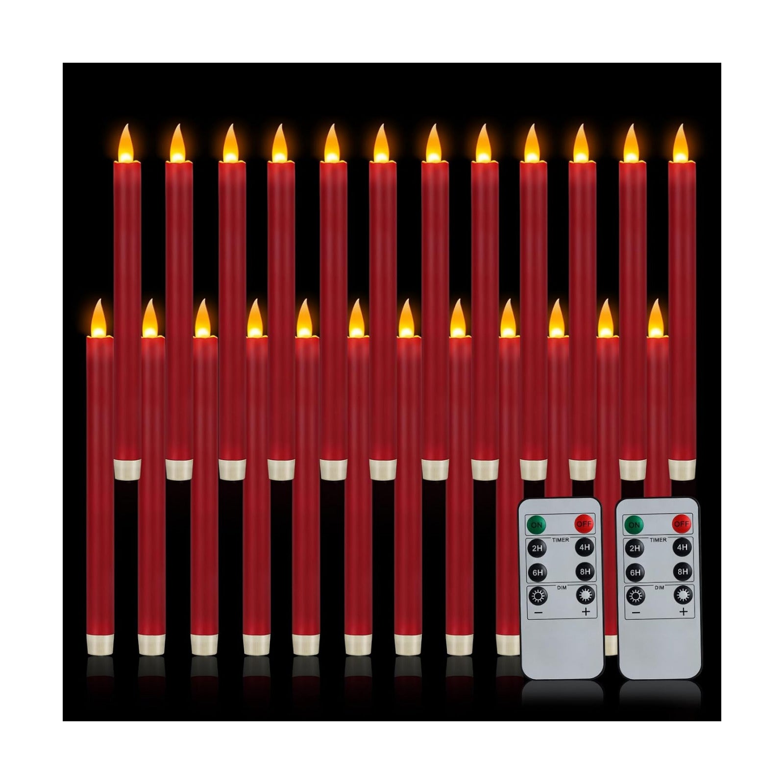 wemarry Flameless Taper Candles 10" Dripless Battery Operated Taper Candles Included Remote Timer 400+ Hours by 2AA