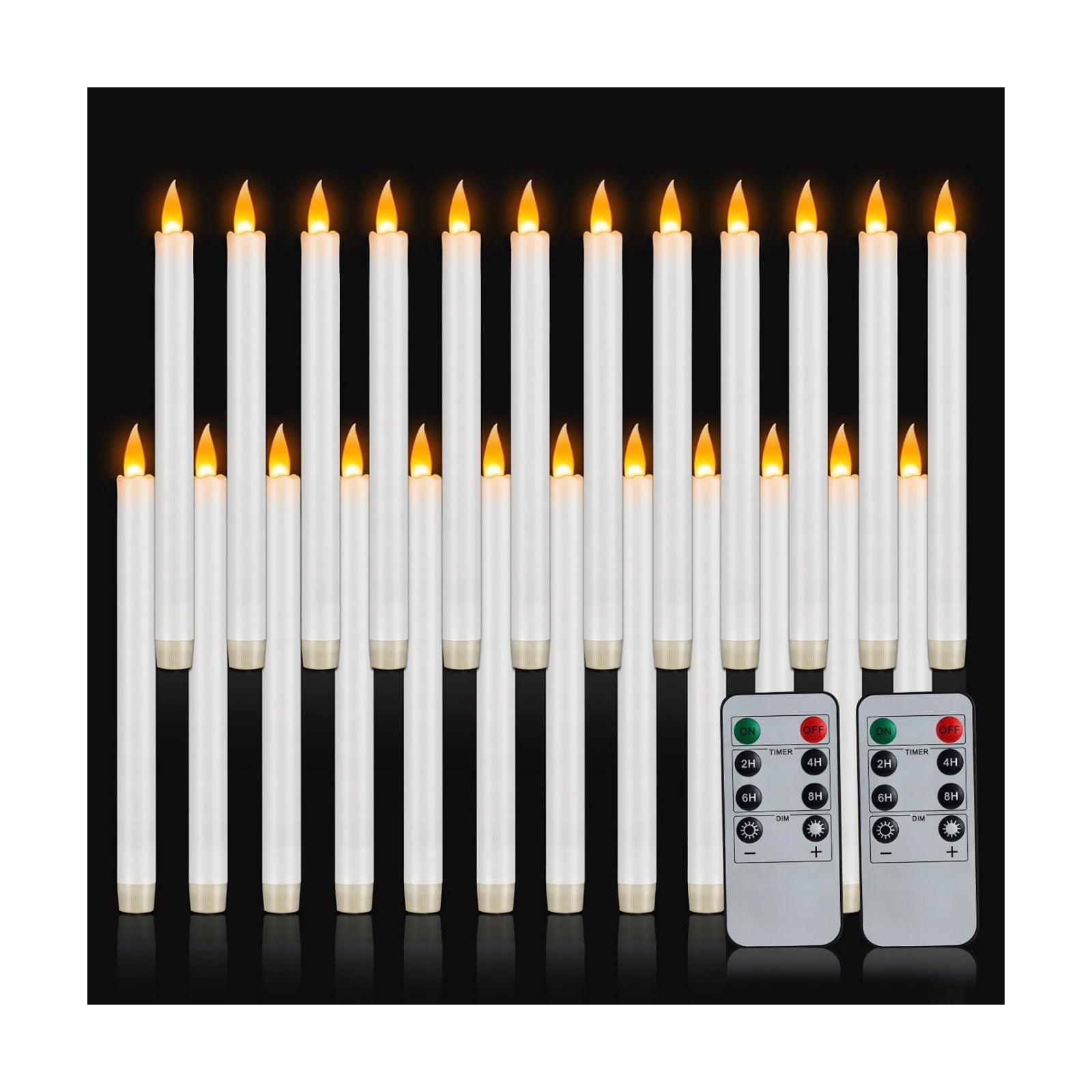 wemarry Flameless Taper Candles 10" Dripless Battery Operated Taper Candles Included Remote Timer 400+ Hours by 2AA