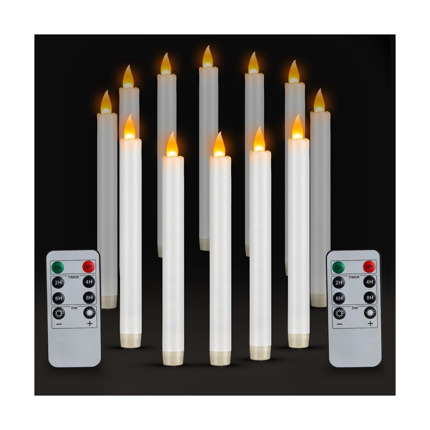 wemarry Flameless Taper Candles 10" Dripless Battery Operated Taper Candles Included Remote Timer 400+ Hours by 2AA