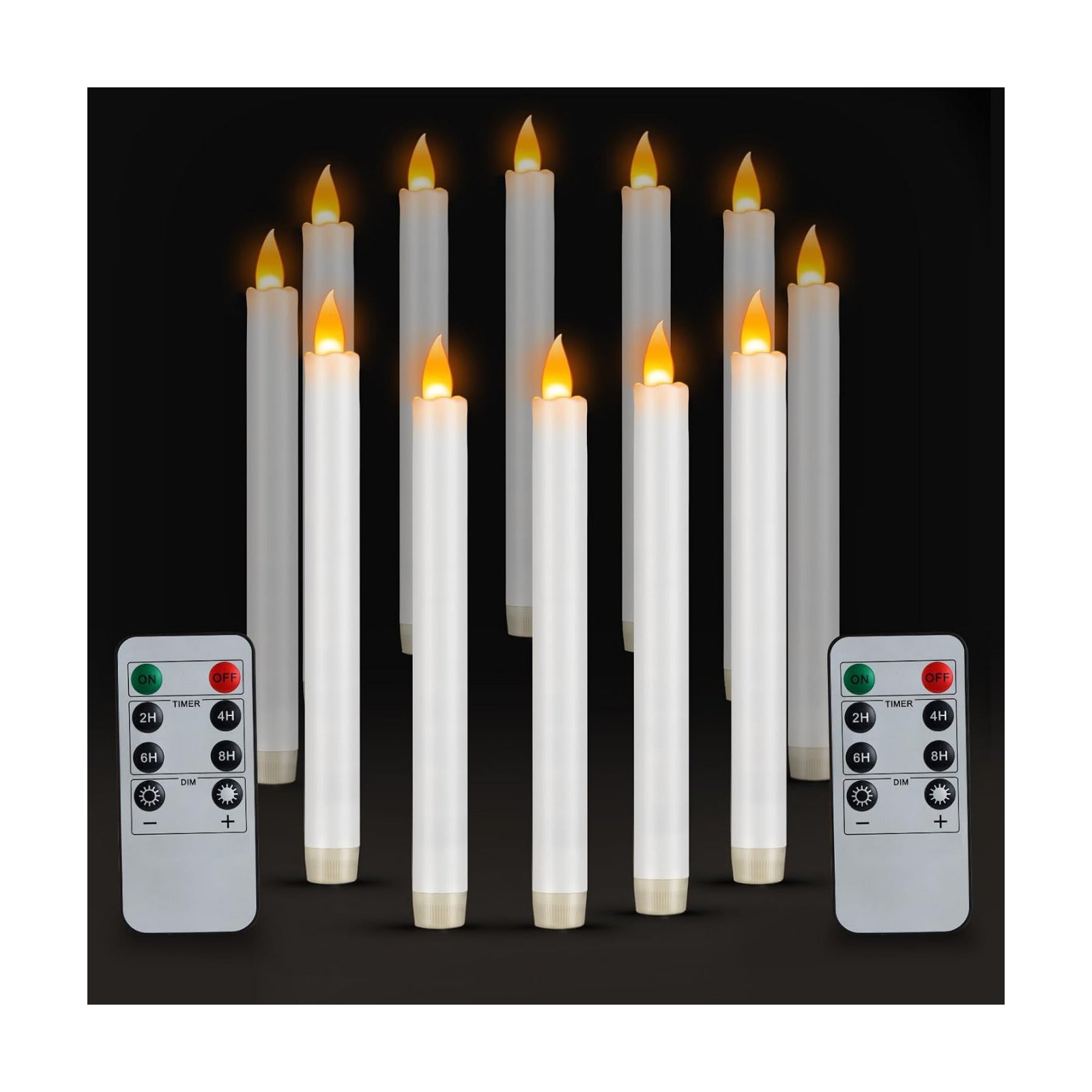 wemarry Flameless Taper Candles 10" Dripless Battery Operated Taper Candles Included Remote Timer 400+ Hours by 2AA