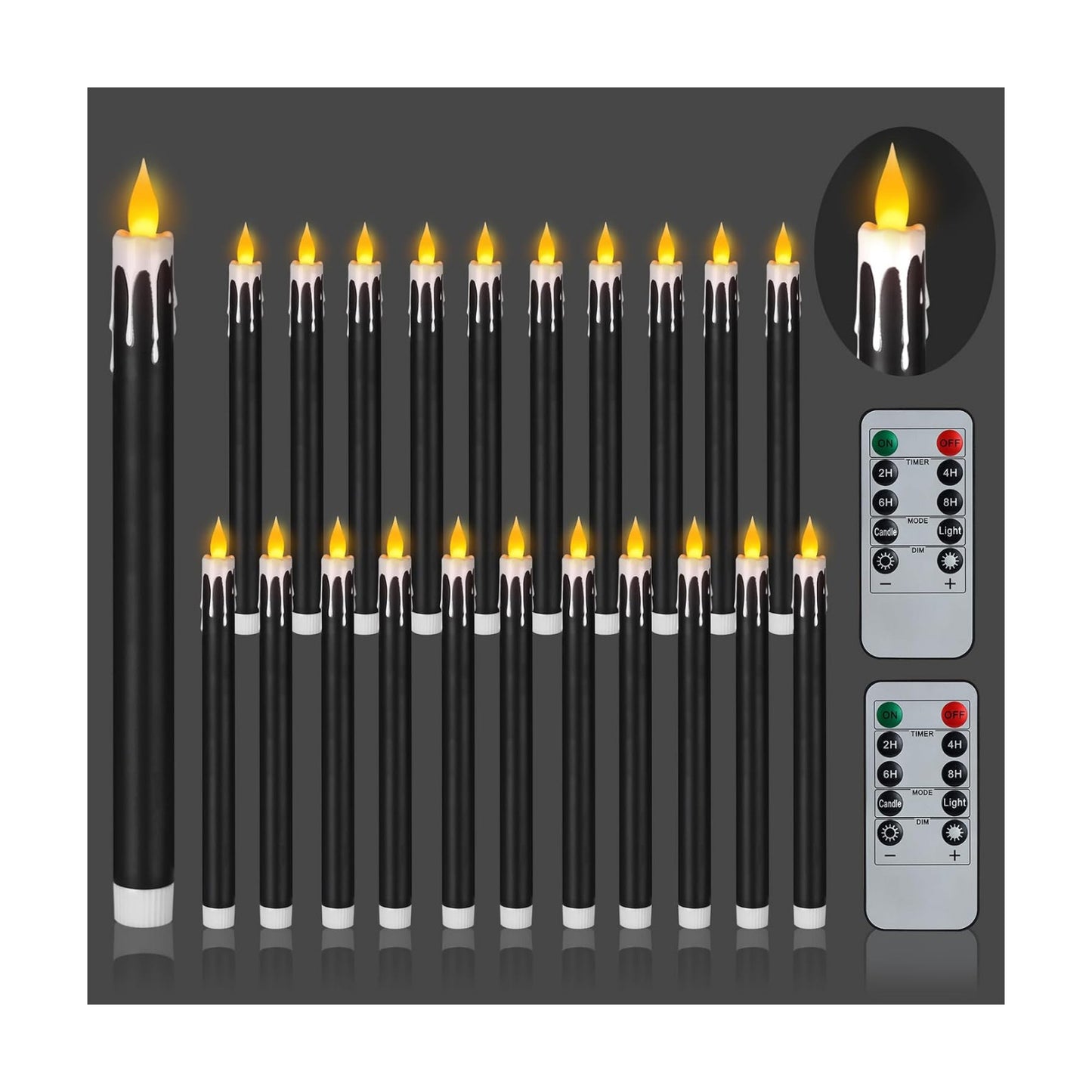 wemarry Flameless Taper Candles 10.6" Dripless Battery Operated Taper Candles Included Remote Timer 400+ Hours by 2AA