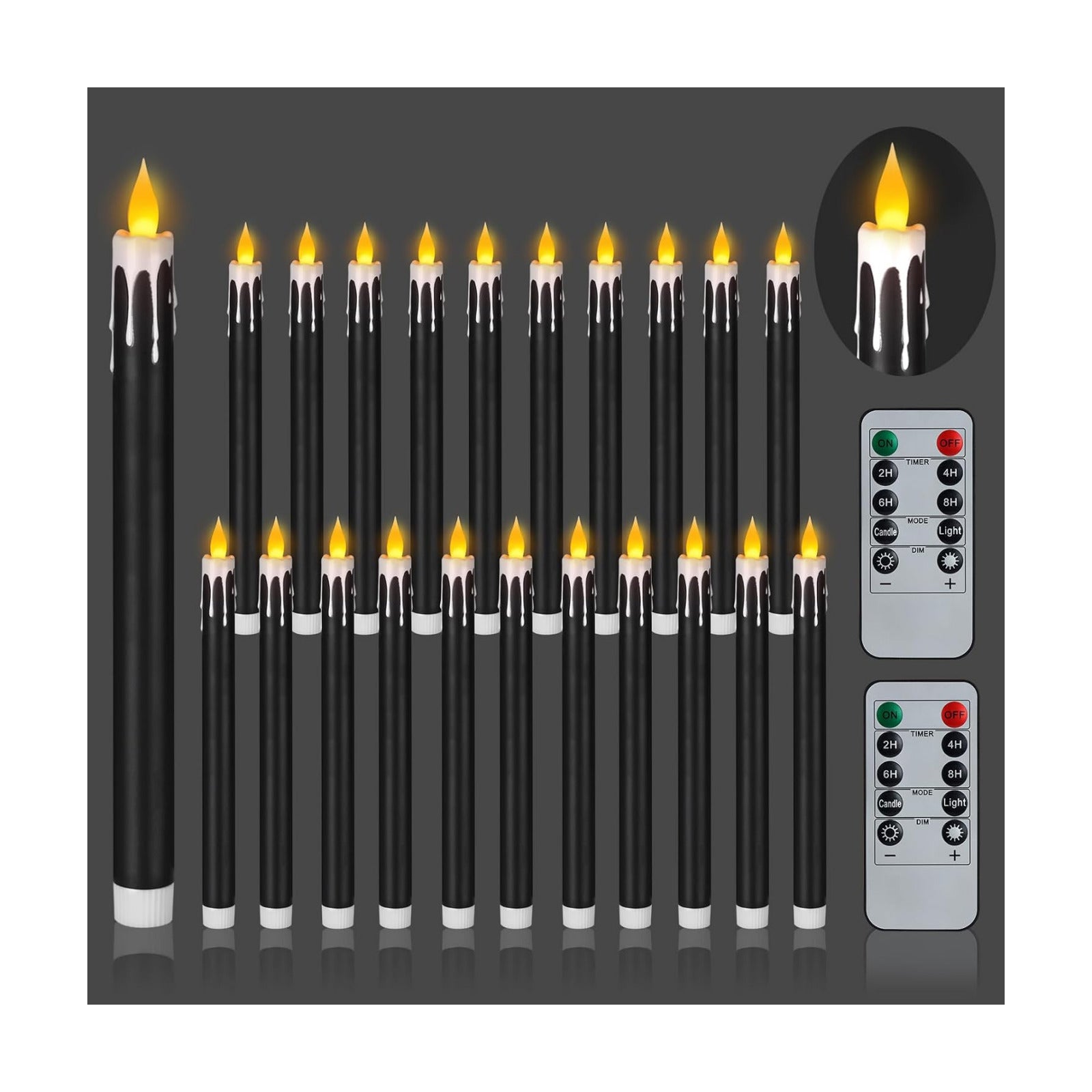 wemarry Flameless Taper Candles 10.6" Dripless Battery Operated Taper Candles Included Remote Timer 400+ Hours by 2AA