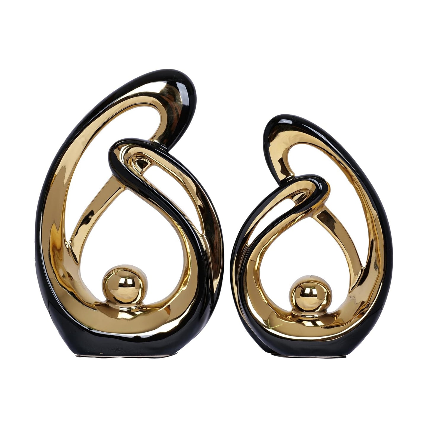 Decor Accent Ceramic Statue and Gold Mid Century Modern Home Decor Accents / Black / Set of 2