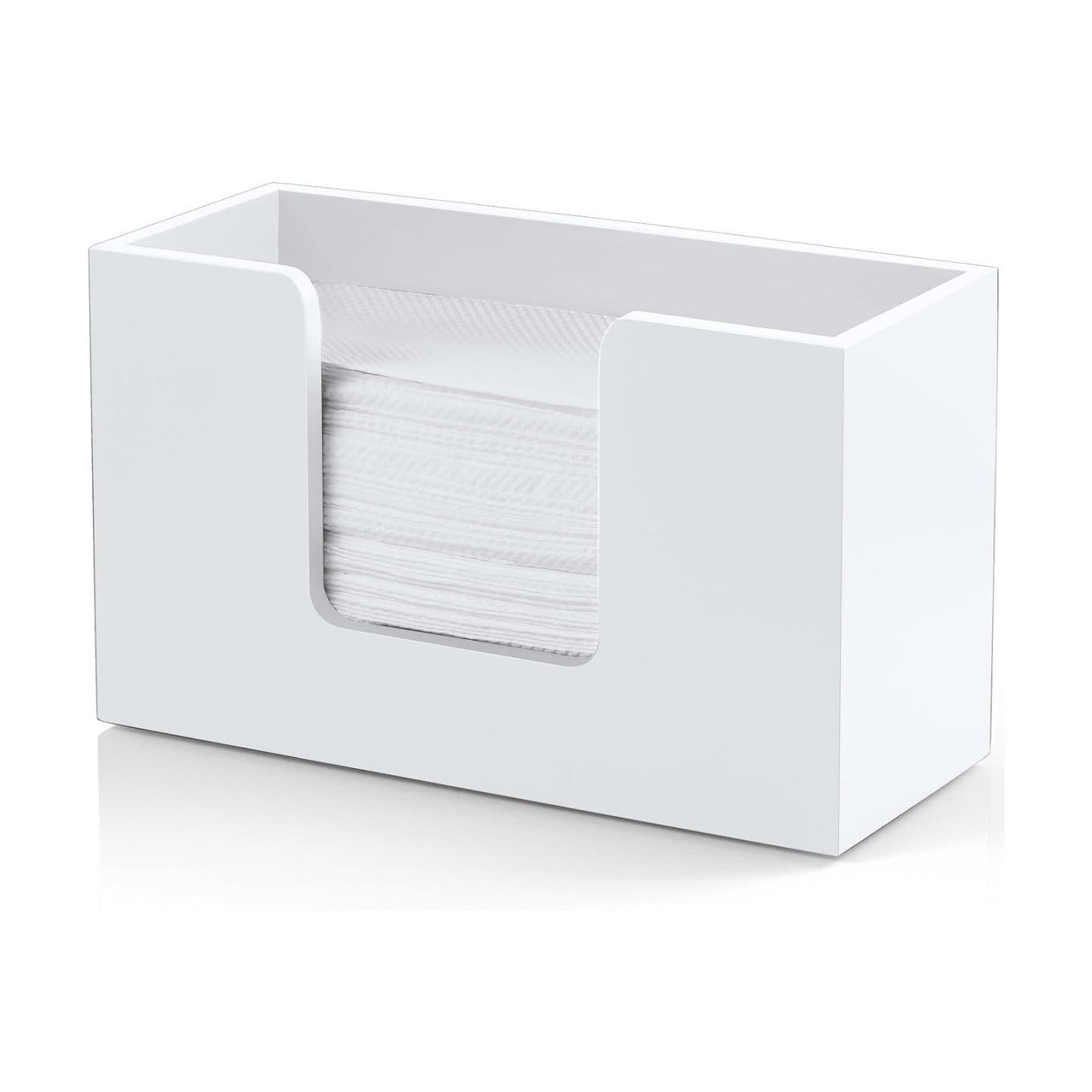 Paper Towel Dispenser Countertop, Wooden Bathroom Paper Towel Holder, White Napkin Holder for Kitchen, Countertop