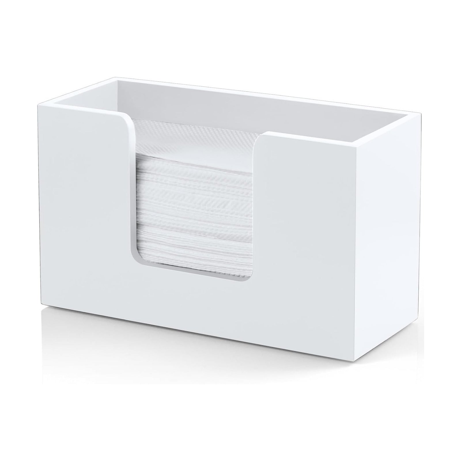 Paper Towel Dispenser Countertop, Wooden Bathroom Paper Towel Holder, White Napkin Holder for Kitchen, Countertop