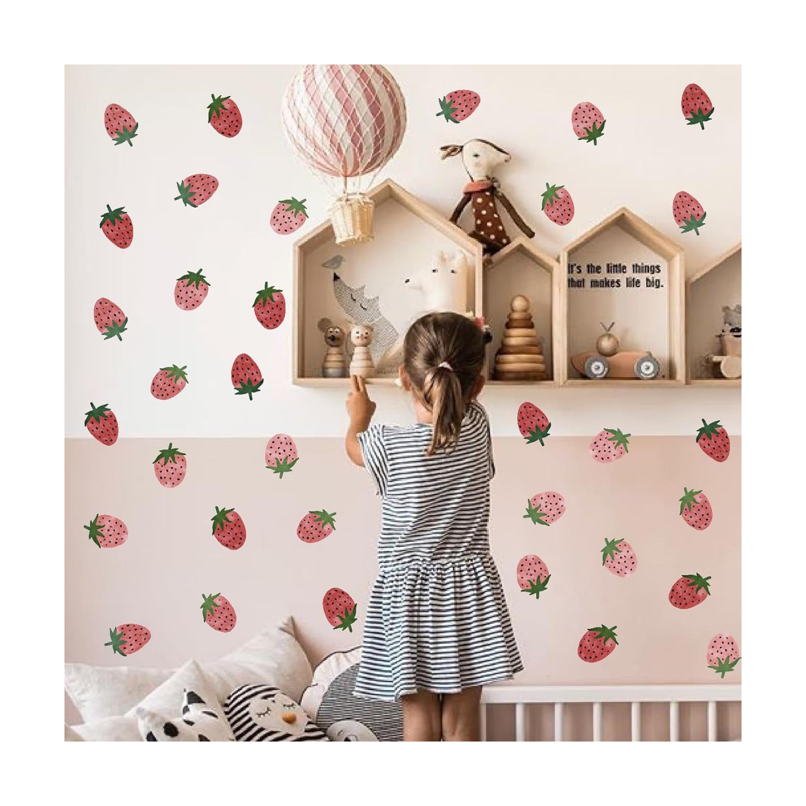 Wall Decal Vintage Retro Fruit Wall Stickers Boho Nursery Decals / Strawberry