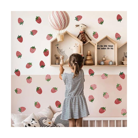 Wall Decal Vintage Retro Fruit Wall Stickers Boho Nursery Decals / Strawberry