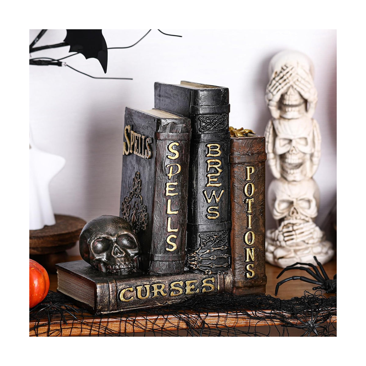 Namalu Halloween Mantel Decor Halloween Book Decor, Skull Style