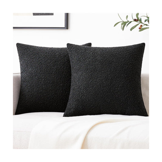 Textured Boho Pillow Covers / Black / 18 x 18 / Set of 2