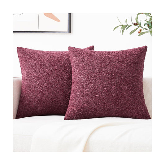 Textured Boho Pillow Covers / Burgundy / 18 x 18 / Red / Set of 2