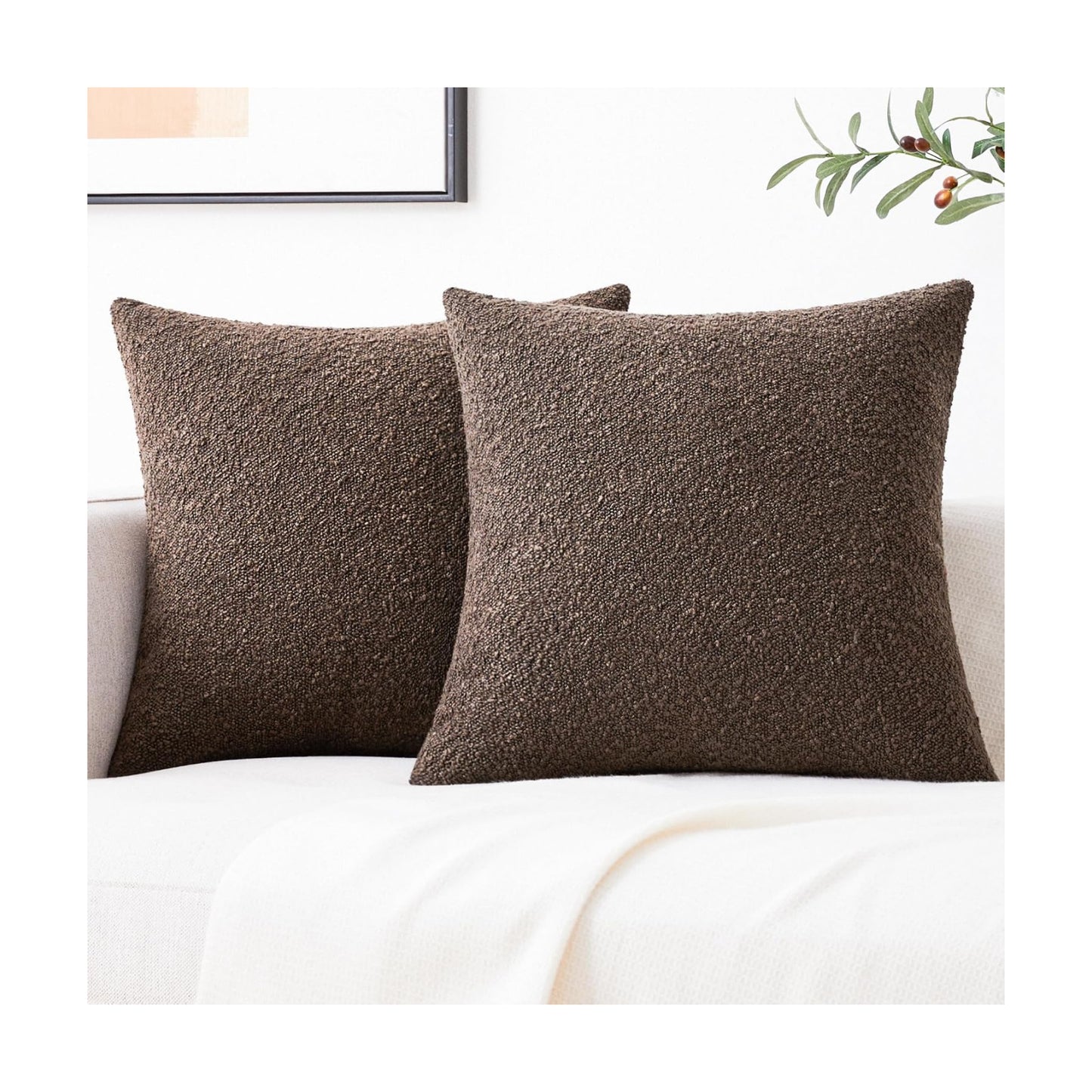 Textured Boho Pillow Covers / Chocolate / 18 x 18 / Brown / Set of 2