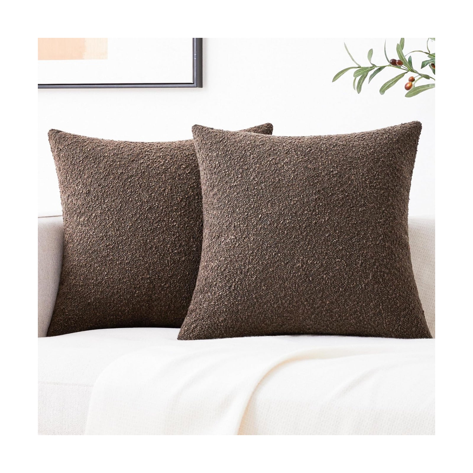 Textured Boho Pillow Covers / Chocolate / 18 x 18 / Brown / Set of 2