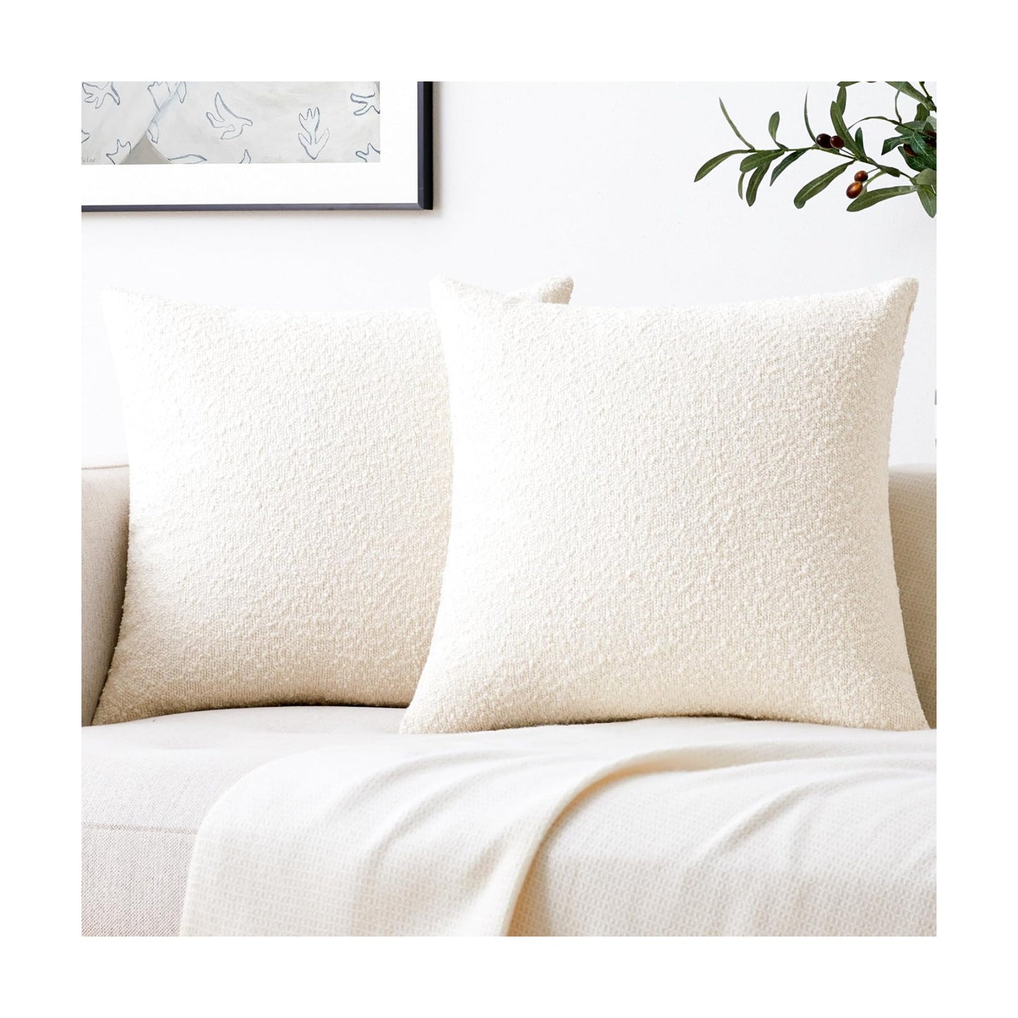 Textured Boho Pillow Covers / Cream / 18 x 18 / Set of 2