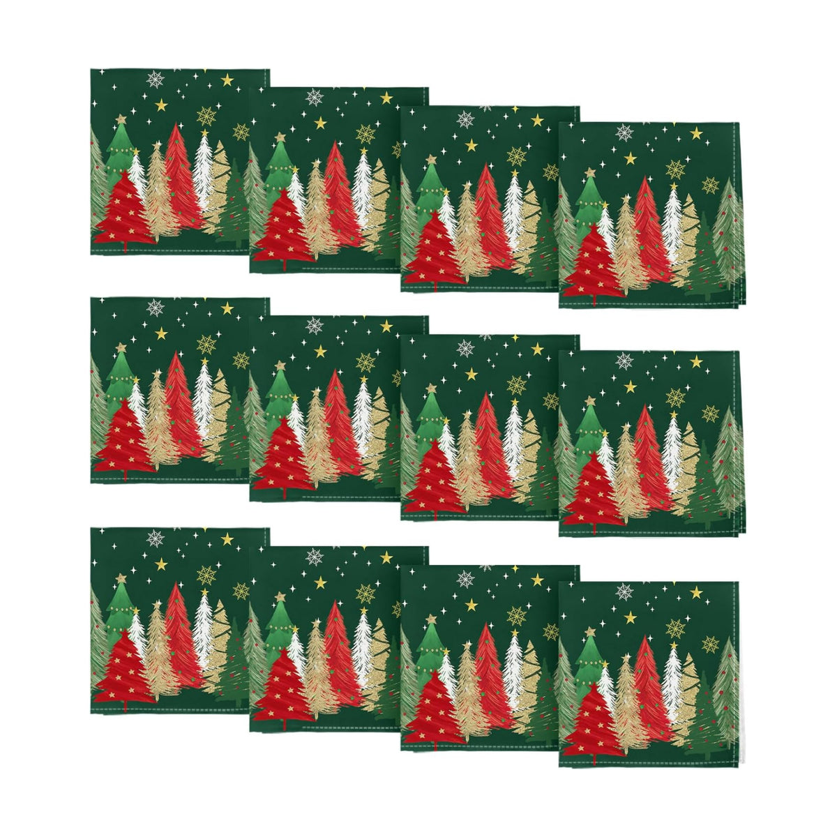 Horaldaily Christmas Cloth Napkins, Pine Tree Stars, Green, Set of 12