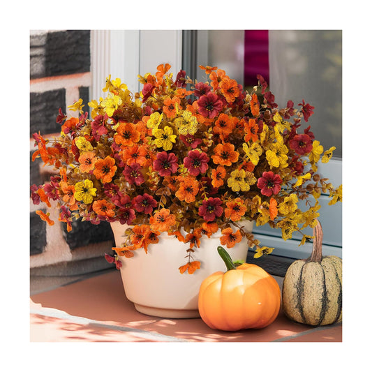 INQCMY Artificial Fake Fall Plants Flowers for Outdoor Outside Decoration