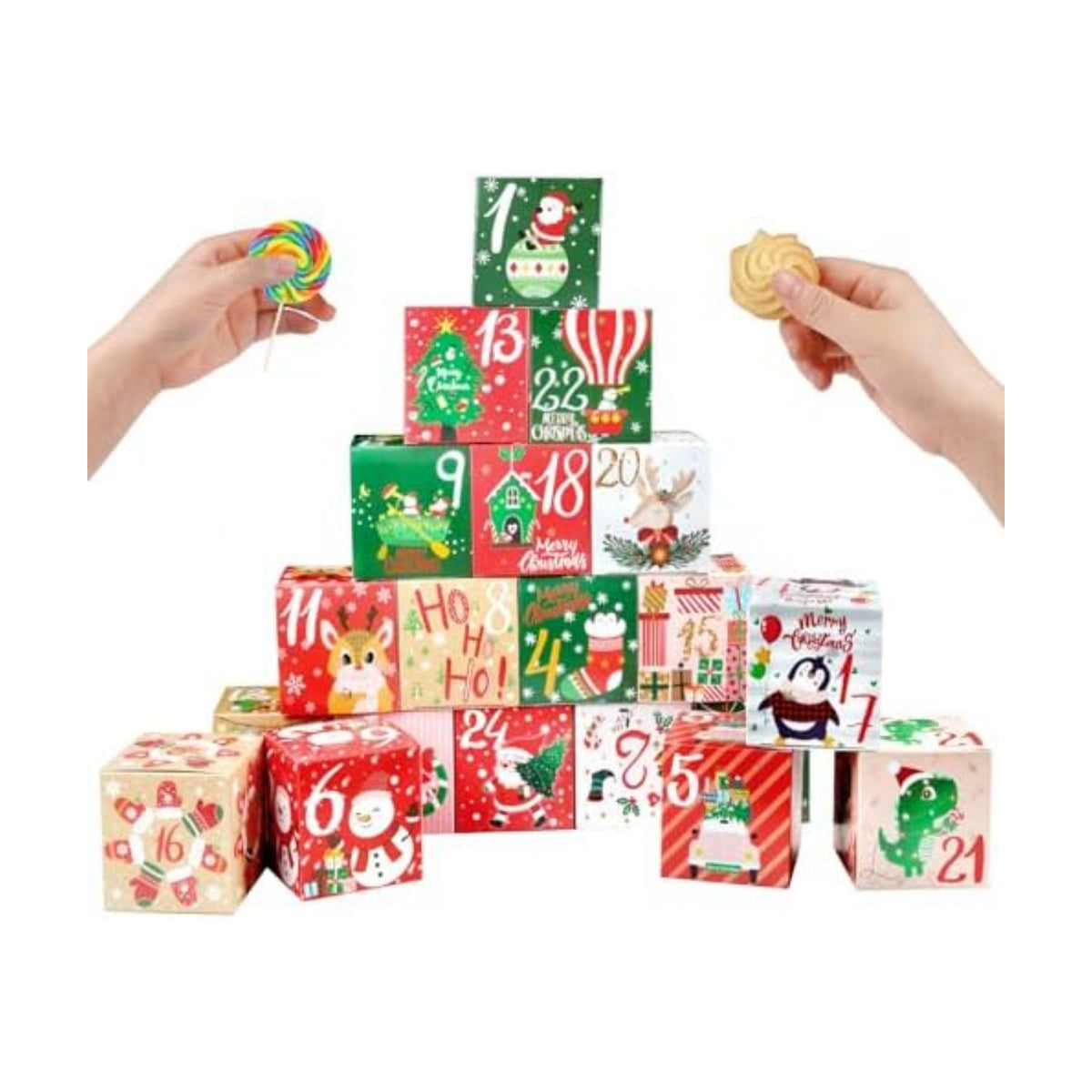 ONESING 24 Pcs DIY Christmas Advent Calendar Boxes for 2026, 24 Days Countdown Calendar Gift for Adults and Kids Christmas Cardboard Number Boxes Make & Fill Your Own Advent Calendar Boxes