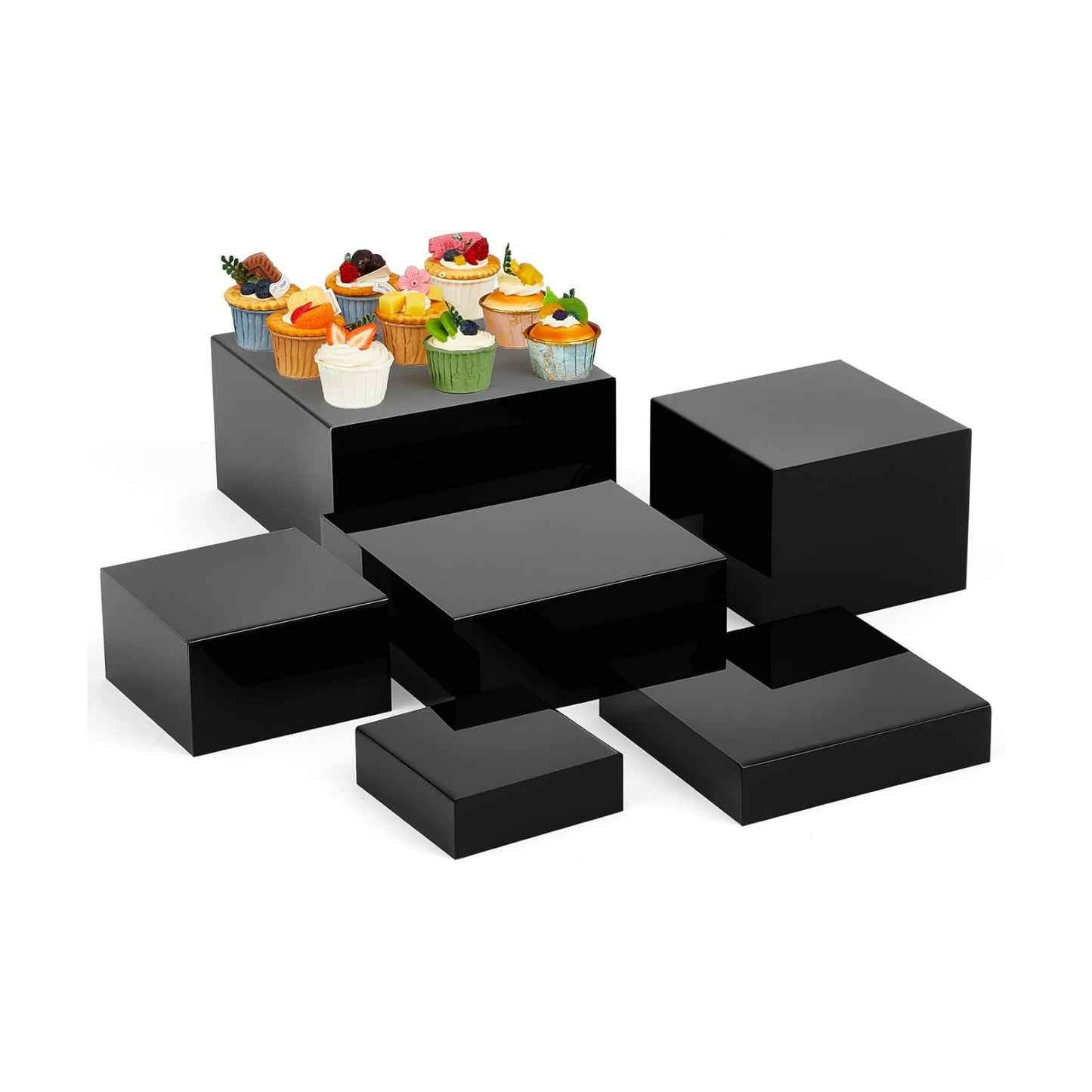 Catering Dessert Table Risers Food Decorative Stands / Black / 6 To 11 Inch / Square / 11 Inch