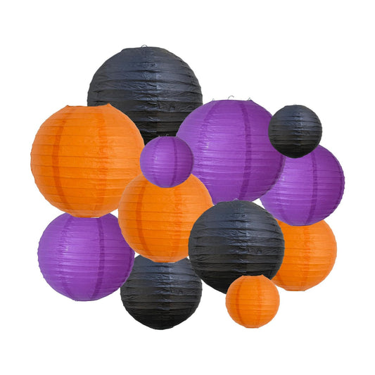 BEISHIDA Black Orange Purple Paper Lantern 6/8/10/12Inch Round Chinese Lamp