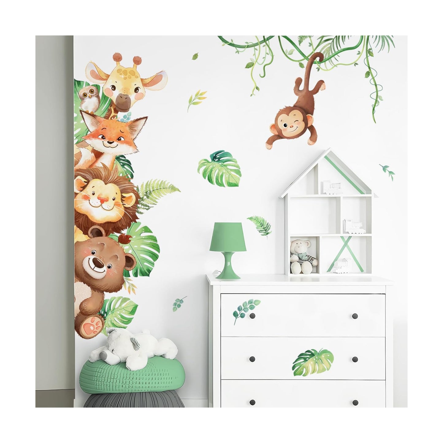 Jungle Animals Wall Stickers Cartoon Safari Animal Wall Decals Fox Bear / Vertical-6 Forest Animals