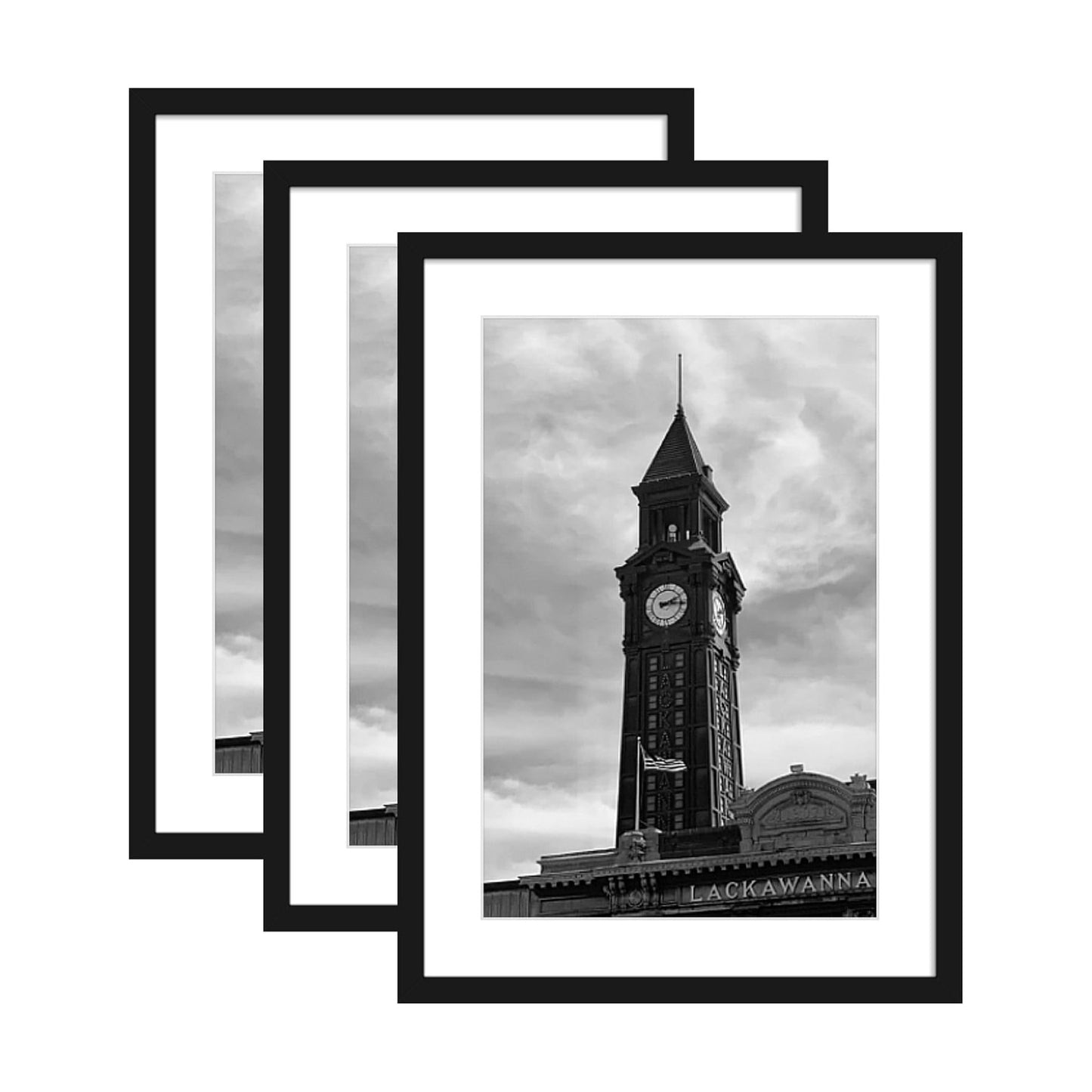Wiscet 20x28 Picture Frame Set of 3, for Wall Gallery Photo Frames, Black | Display Pictures 16x24 with Mat or 20 x 28