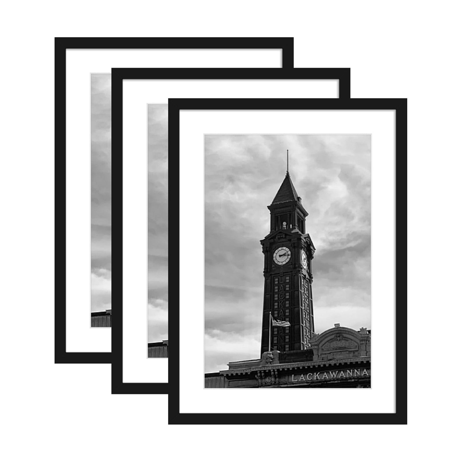 Wiscet 20x28 Picture Frame Set of 3, for Wall Gallery Photo Frames, Black | Display Pictures 16x24 with Mat or 20 x 28