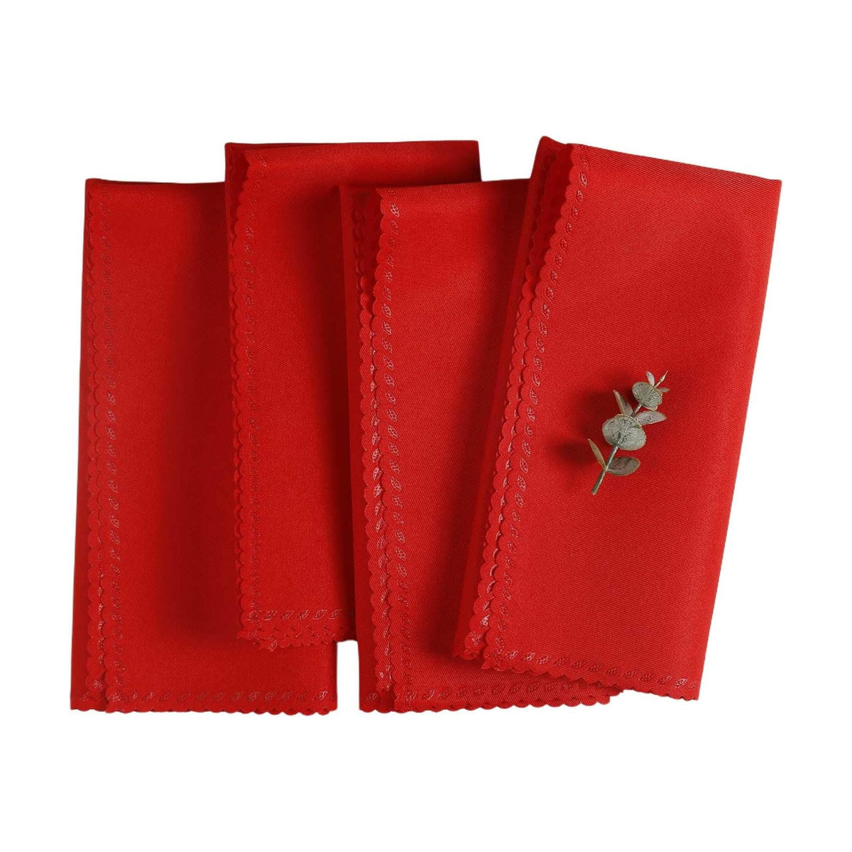 Christmas Cloth Napkins Set of 4, Red Polyester Dinner Napkins Washable Reusable, Table Cloth Napkins Perfect as Christmas Thanksgiving Festival Holiday for Dinner Table Decoration (Red)