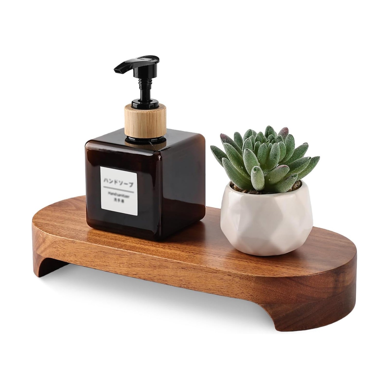 Pedestal Stand / Bathroom Counter Decorative Tray / Nature Acacia